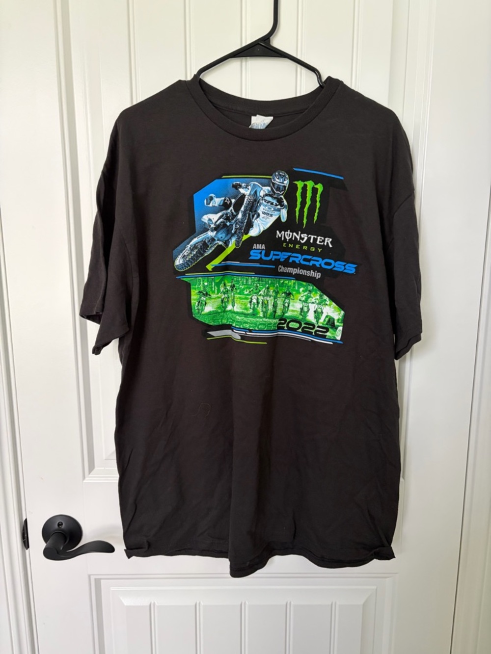 Delta Black Supercross 2022 Graphic Tee with Green & Blue Motif